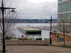 Barge used as a temporary breakwater during the absence of the USS Turner Joy.